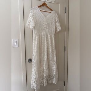 Ivory Lace Midi Dress